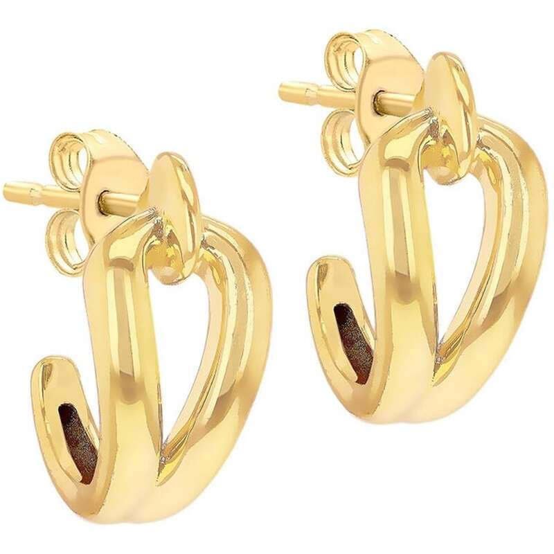 ビー ユー レディース アクセサリー ピアス・イヤリング Be You 9ct Gold Hook Knot Half Creole Stud Earrings Yellow Gold イエロー|ReVida 店
