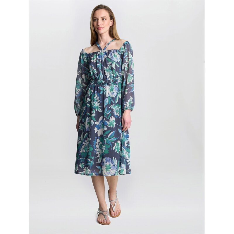 ジーナバッコーニ レディース トップス ワンピース ミディワンピース ミディ Gina Bacconi RYAN Off Shoulder Midi Dress BLUE ブルー|ReVida 店