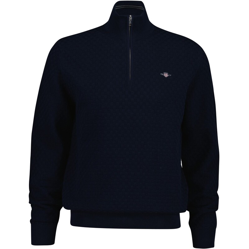ガント メンズ アウター 編み物・プルオーバー ハーフジップ Gant Shield half Zip Jumper Navy 433 米国海軍
