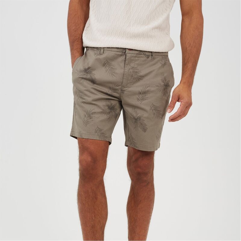 ブレーブソウル メンズ ボトムス ハーフパンツ・ショーツ プリント ショートパンツ Brave Soul Shorts with Leaf Print Grey Print グレー