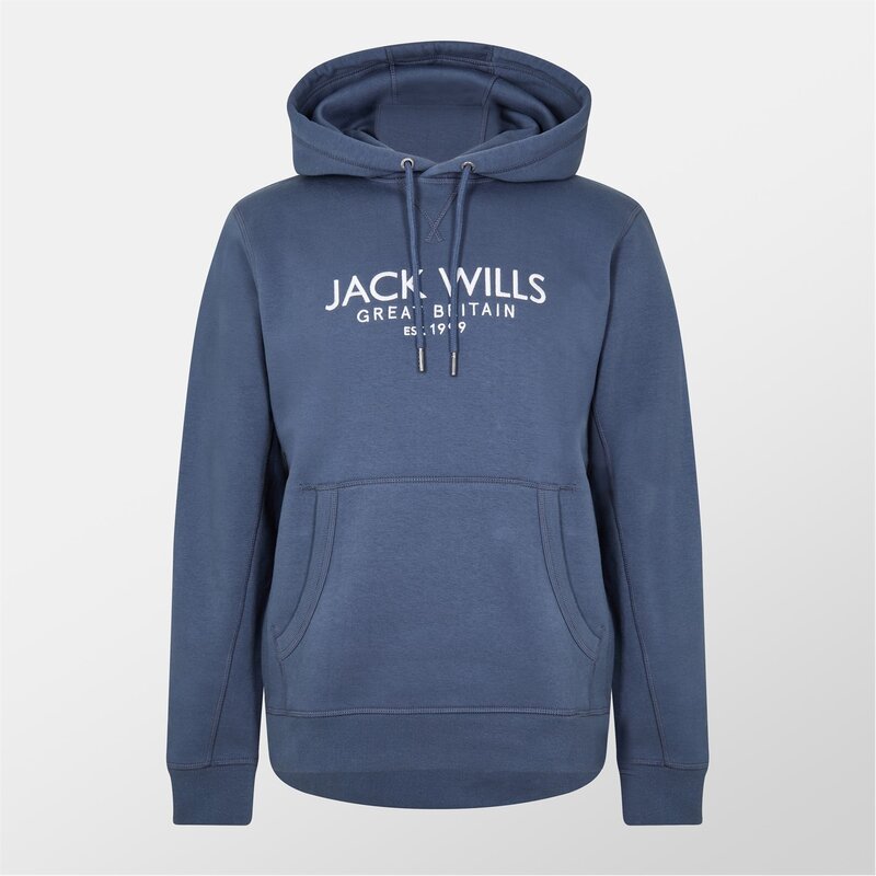 手玉 濾過性病原体 メンズ アウター パーカー・スウェット ロゴタイプ パーカー Jack Wills Batsford Logo Hoodie Faded Indigo インディゴ トップス-パーカー-メンズファッション