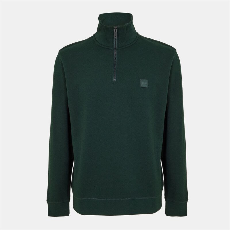 ボス メンズ アウター パーカー・スウェット スウェット シャツ Boss Zetrust Zip-Neck Sweatshirt Open Green グリーン