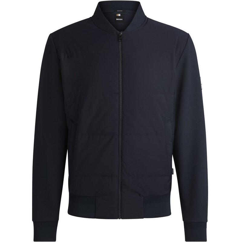 ボス メンズ アウター パーカー・スウェット スウェット シャツ Boss Skiles Zip-Up Sweatshirt Dark Blue 404 ブルー|ReVida 店