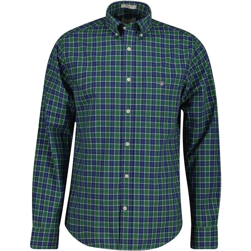 ガント メンズ トップス シャツ Gant LS Pop Check Sn54 Forest Green グリーン|ReVida 店