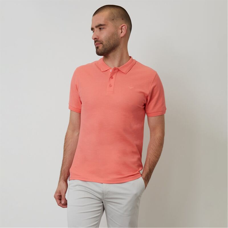 スリードベア メンズ トップス スポーツシャツ 綿織物 Threadbare Cotton Pique Short Sleeve Polo Shirt Coral コーラル