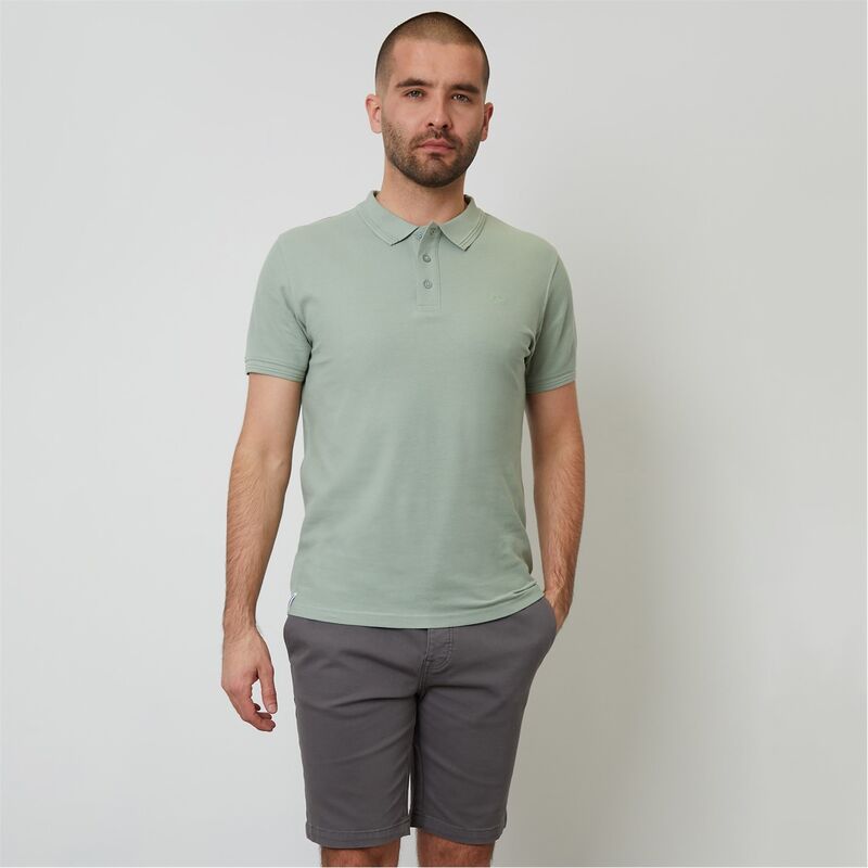 スリードベア メンズ トップス スポーツシャツ 綿織物 Threadbare Cotton Pique Short Sleeve Polo Shirt Pale Green 緑であること