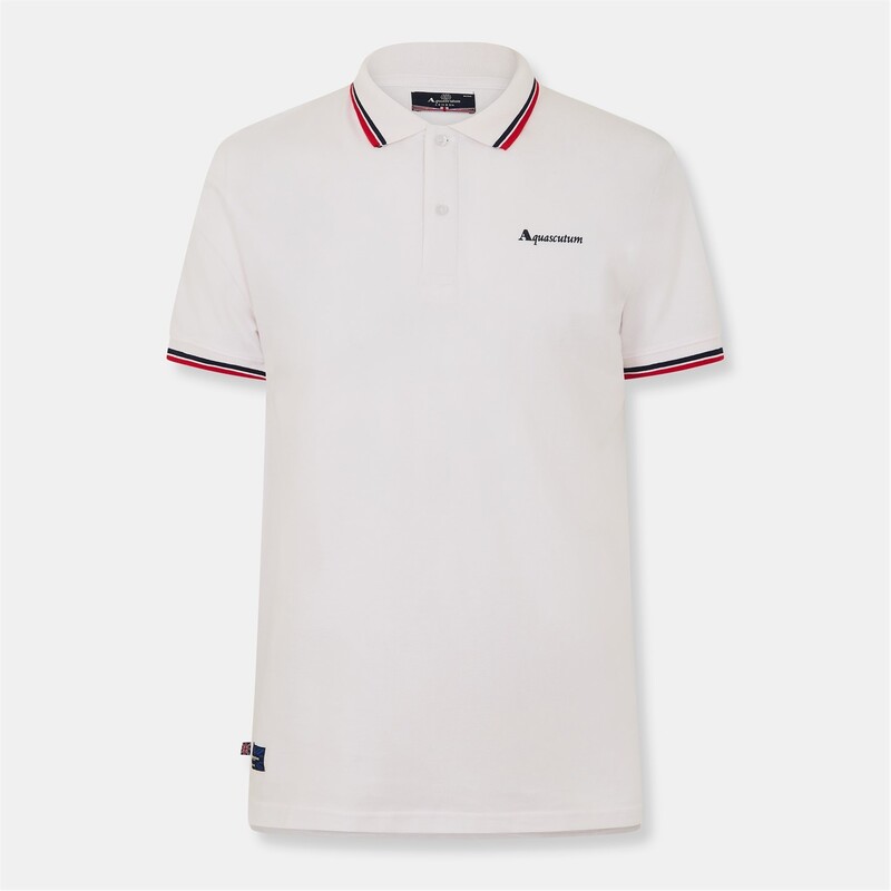 アクアスキュータム メンズ トップス ポロシャツ Aquascutum StSs Polo Sn99 White/Navy ホワイト