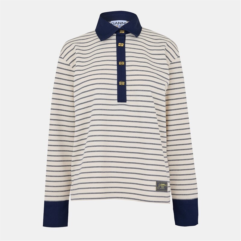 ガニー レディース トップス シャツ ポロシャツ ジャージー Ganni Jersey Polo Ld53 Egret｜ReVida 店