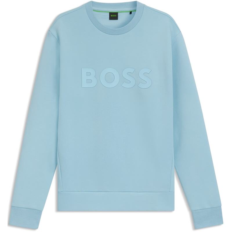ボス メンズ アウター パーカー・スウェット スウェット シャツ コットン ロゴ Boss Stretch Cotton Logo Sweatshirt Pastel Blue 455 ブルー