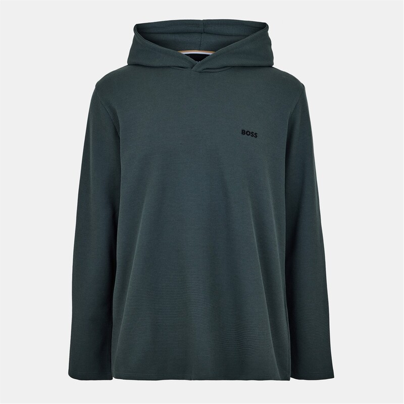 ボス メンズ アウター パーカー・スウェット シャツ Boss Waffle Ls-Shirt H. 10269584 01 Hoody Mens Open Green 345 グリーン|ReVida 店