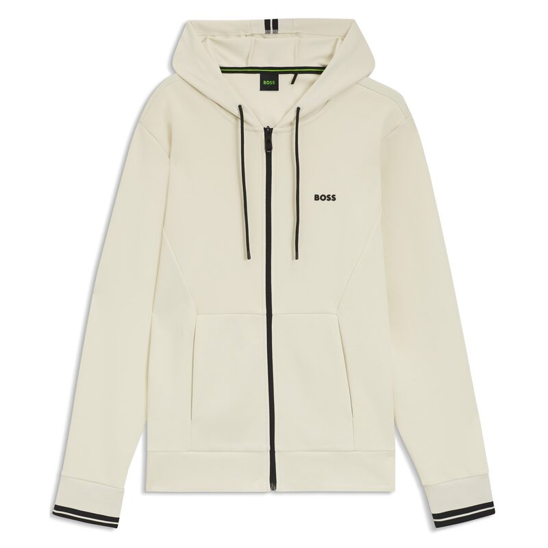 ボス メンズ アウター パーカー・スウェット パーカー Boss Zip Hoodie Open White ホワイト