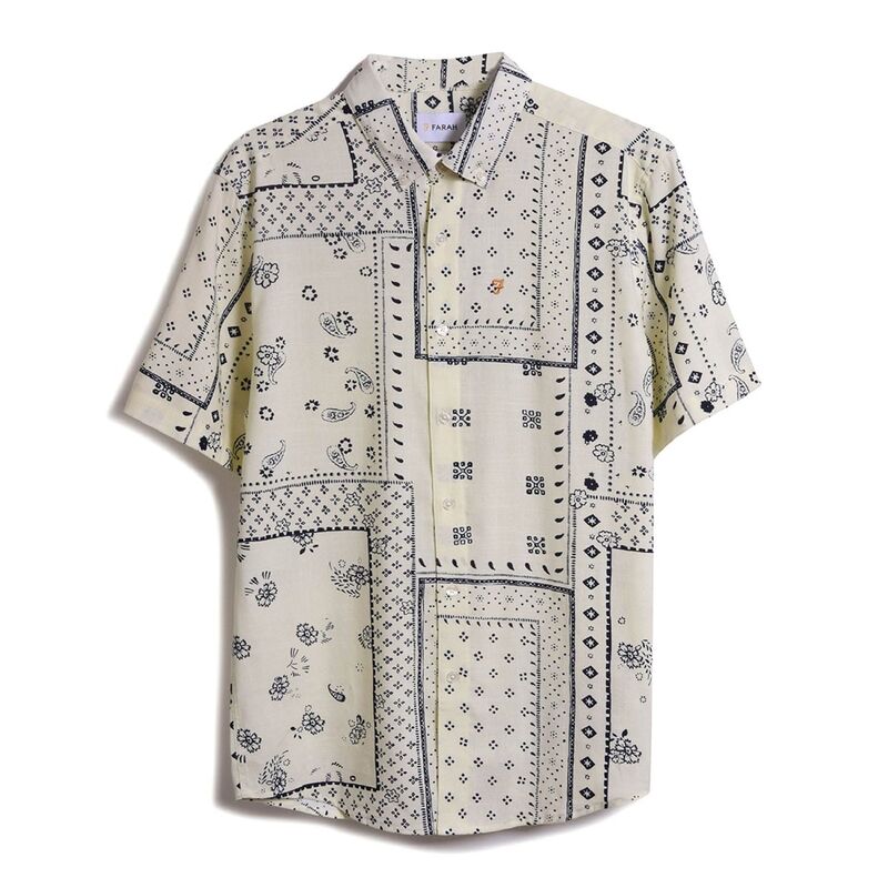ファーラー メンズ トップス シャツ プリント Farah Marcus Print Shirt Ecru エクリュ