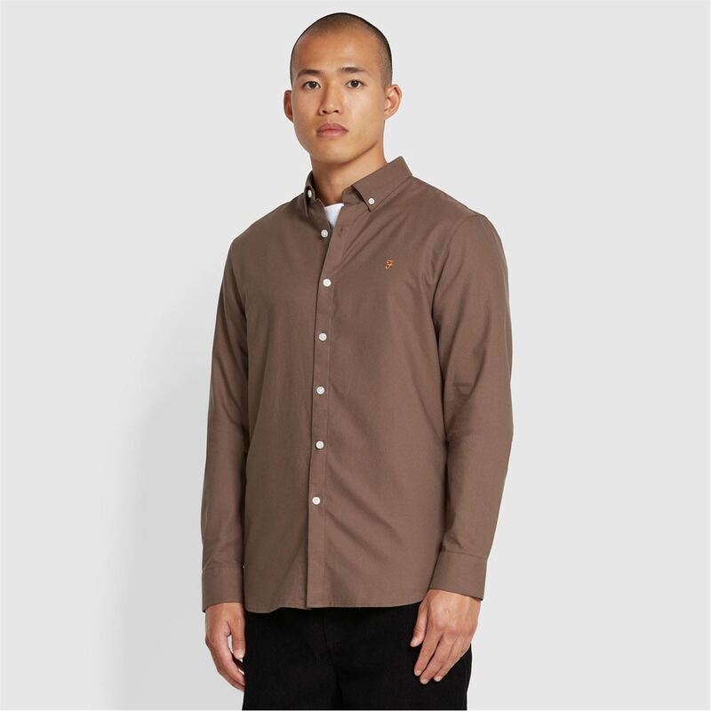 ファーラー メンズ トップス シャツ Farah Brewer Slim-Fit Shirt Grey グレー