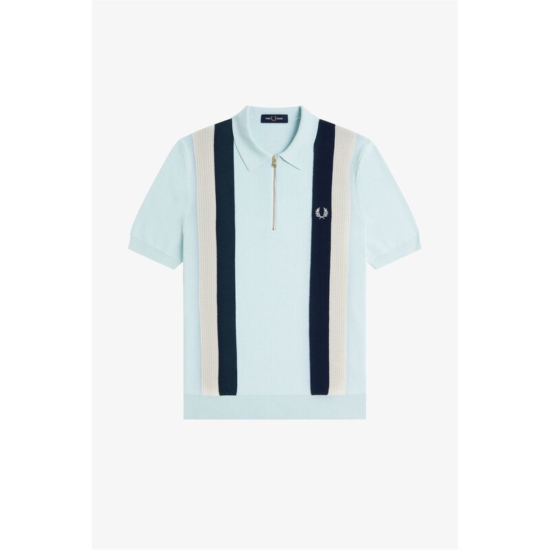 フレッドペリー メンズ トップス ポロシャツ Fred Perry Vertical Stripe Zip Polo Light Ice R30 ストライプ｜ReVida 店