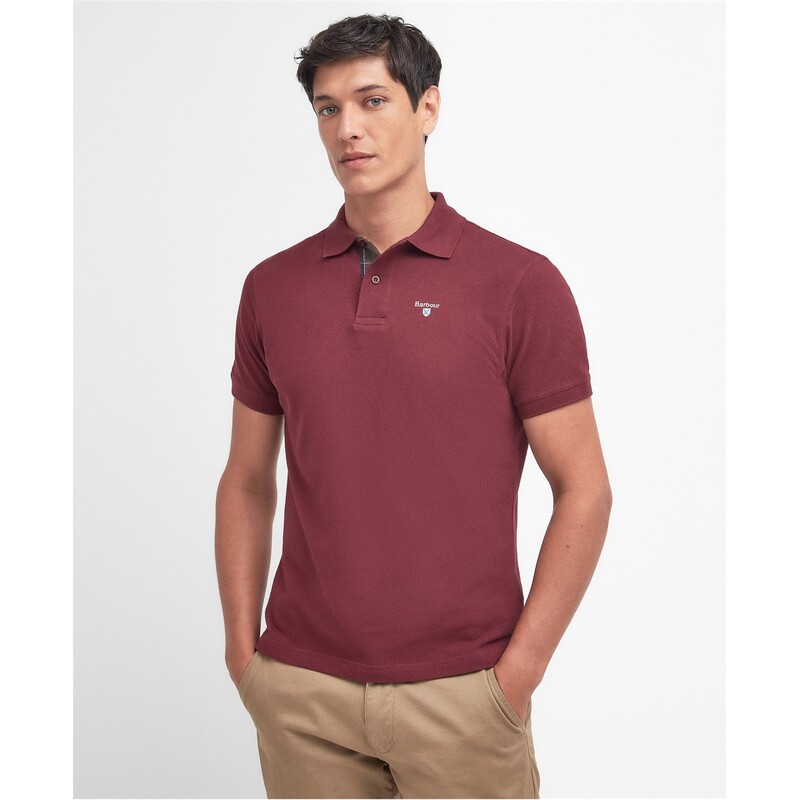 バブアー メンズ トップス ポロシャツ Barbour Men's Tartan Pique Polo Shirt Ruby RE53 ルビー|ReVida 店
