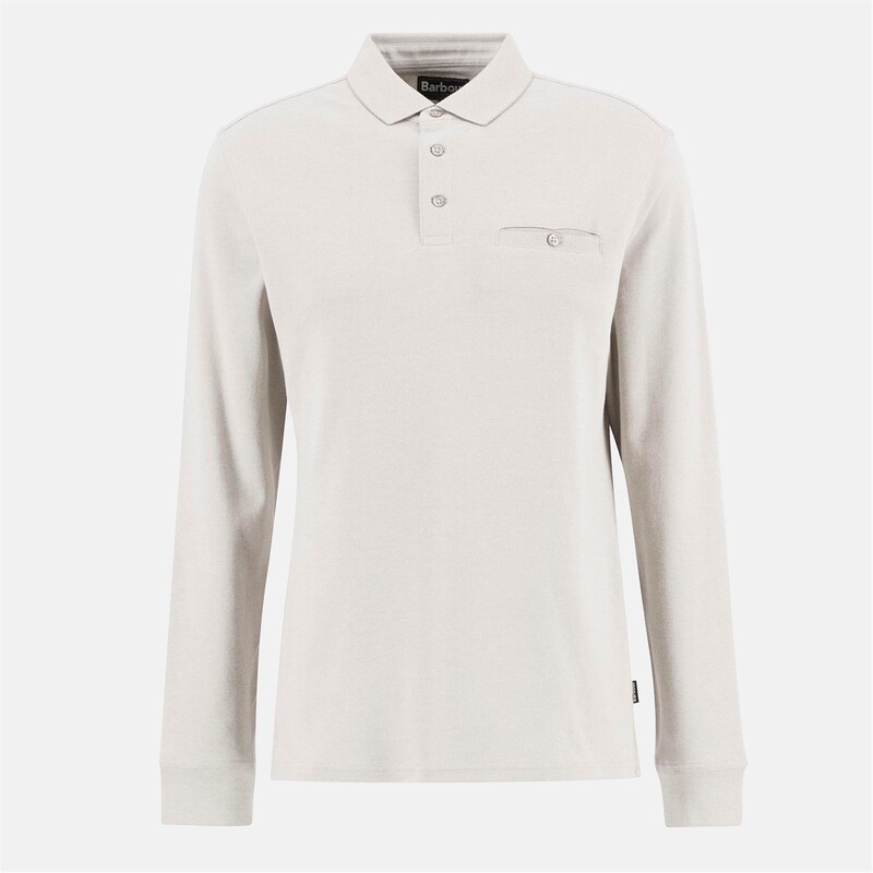バブアー メンズ トップス ポロシャツ 長袖 Barbour Farmwell Tailored Long-Sleeved Polo Shirt Stone ST17 ストーン｜ReVida 店
