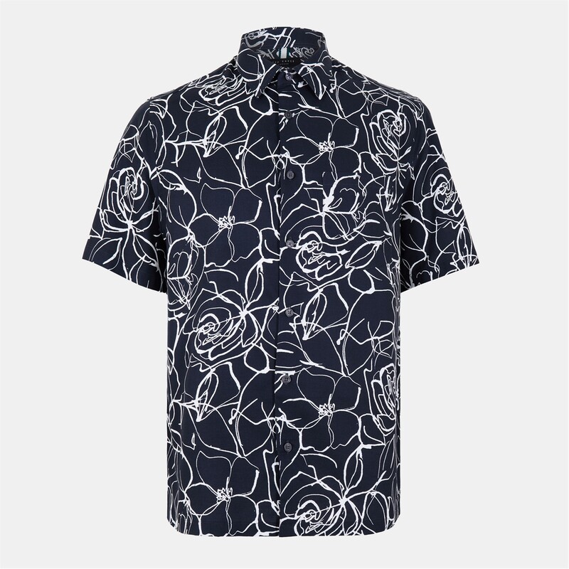 テッドベーカー メンズ トップス シャツ プリント Ted Baker Ted SS print shirt Sn99 Navy ネイビー