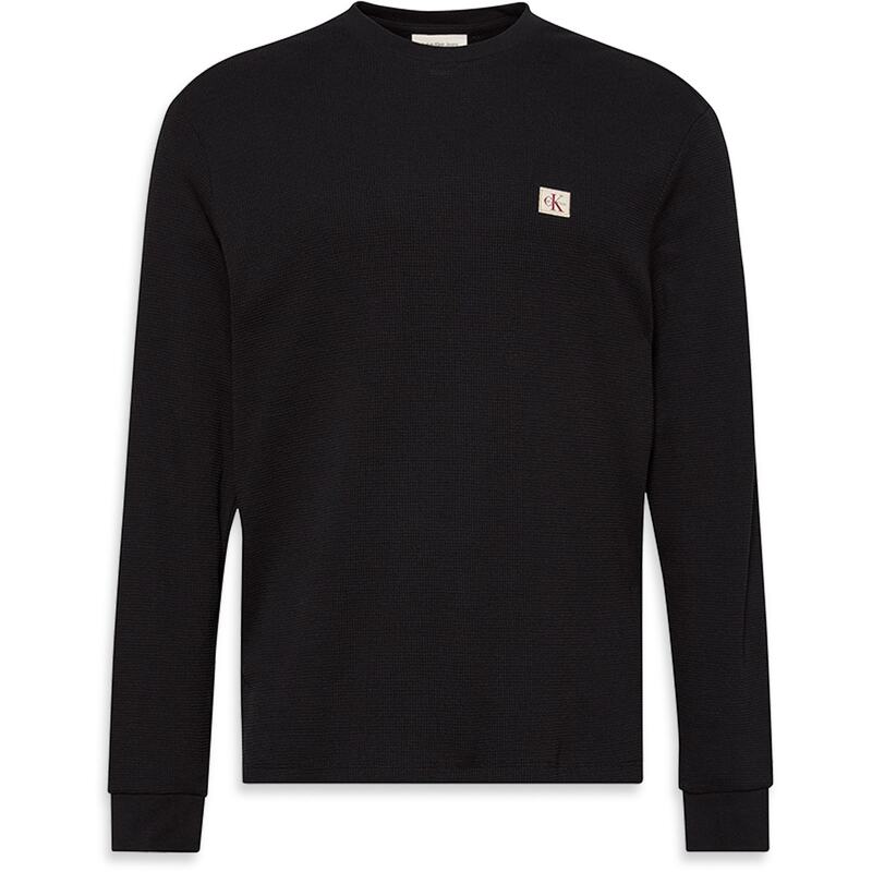 カルバンクライン メンズ トップス Tシャツ Calvin Klein Jeans CKJ Waffle WL LS Tee Sn54 Black UB1 ブラック