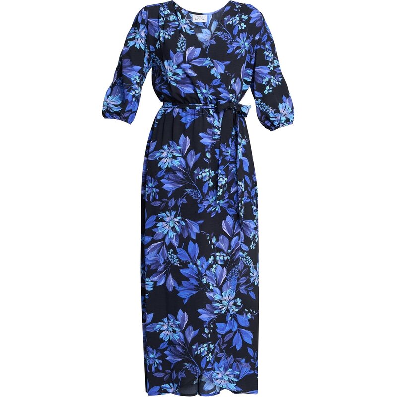 ジーナバッコーニ レディース トップス ワンピース フラワー柄 プリント フラワー Gina Bacconi EMILYN FLORAL PRINT DRESS BLACK / BLUE ブラック