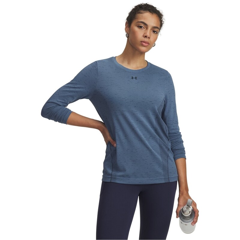 アンダーアーマー レディース アウター パーカー・スウェット スウェット シャツ Under Armour Armour Vanish Seamless Loose Ls Sweatshirt Womens Blue Smoke スモーク｜ReVida 店 9,105円