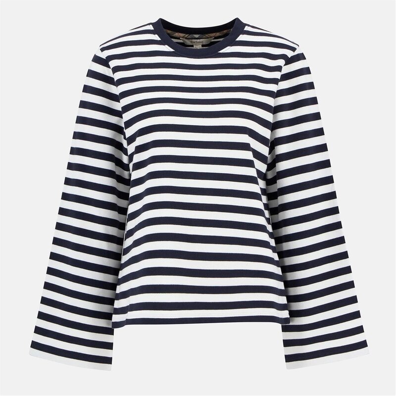 バブアー レディース アウター パーカー・スウェット スウェット シャツ Barbour Robyn Striped Sweatshirt Dark Navy Str ネイビー｜ReVida 店