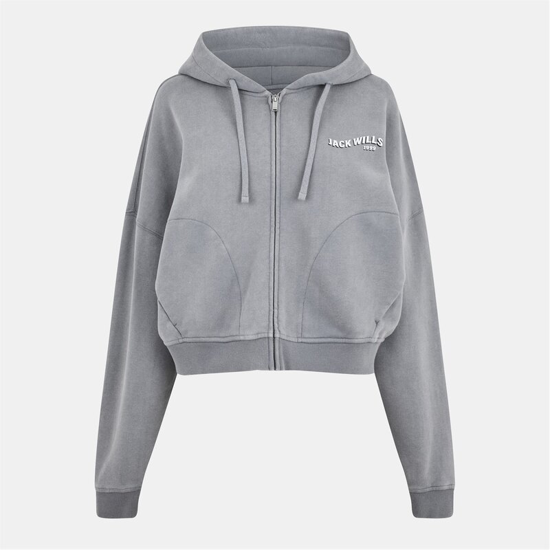 ジャック ウィルス レディース アウター パーカー・スウェット Jack Wills Washed Zip Hood Ld54 Grey Washed グレー｜ReVida 店