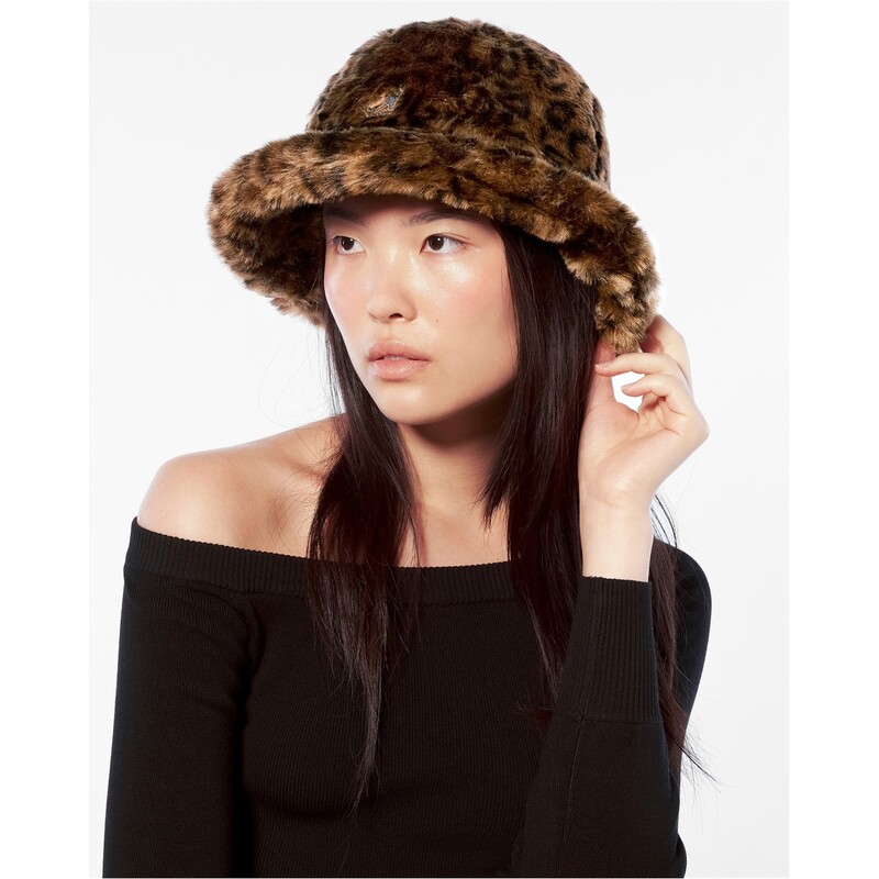 カンゴール レディース アクセサリー 帽子 KANGOL Faux Fur Casual Bucket Hat Leopard アニマル