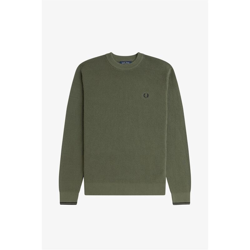 フレッドペリー メンズ アウター ニット・セーター クルーネック Fred Perry Crew Neck Jumper Wrth Green X21 グリーン