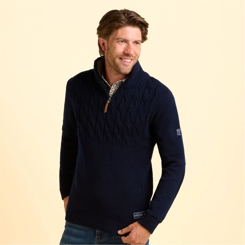 ウィグル メンズ アウター ニット・セーター ハーフジップ ニット Brakeburn Ainsworth Knit quarter Zip Navy ネイビー