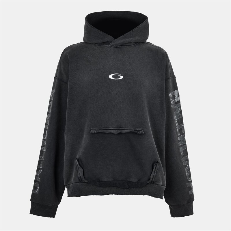 バレンシアガ メンズ アウター パーカー・スウェット BALENCIAGA Bal Tape Hoody Sn54 Faded Wsh Black ブラック 139,400円