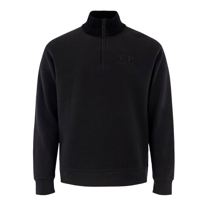 シーピーカンパニー メンズ アウター パーカー・スウェット ポロシャツ スウェット シャツ CP COMPANY Polo Collar Sweatshirt Black 999 ブラック｜ReVida 店
