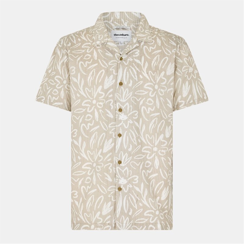 スリードベア メンズ トップス シャツ Threadbare Shirt Dalo Sn99 Light Stone ストーン