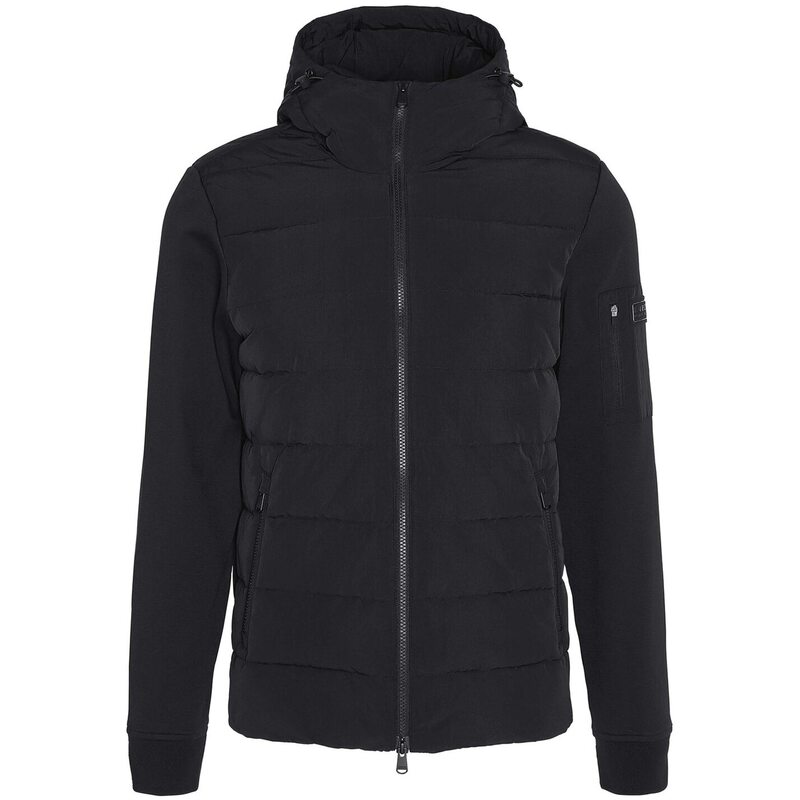 バブアー メンズ アウター パーカー・スウェット キルティング スウェット シャツ Barbour International Stanley Hooded Quilted Sweatshirt Black BK11 ブラック
