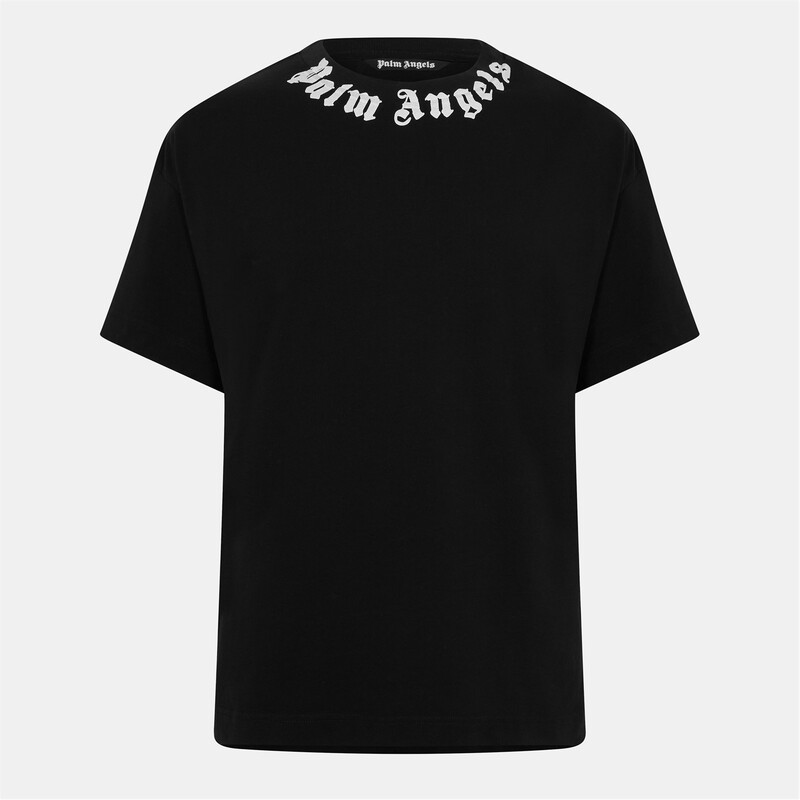 パーム・エンジェルス メンズ トップス Tシャツ ロゴ PALM ANGELS Palm Neck Logo T Sn54 Black/White ホワイト｜ReVida 店