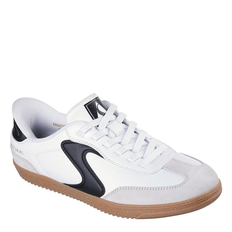 スケッチャーズ レディース シューズ スニーカー オーバーレイ スエードクロス なめし革 Skechers Duraleather \u0026 Suede Overlay Bungee Low-Top Trainers Womens White/Black 白いこと