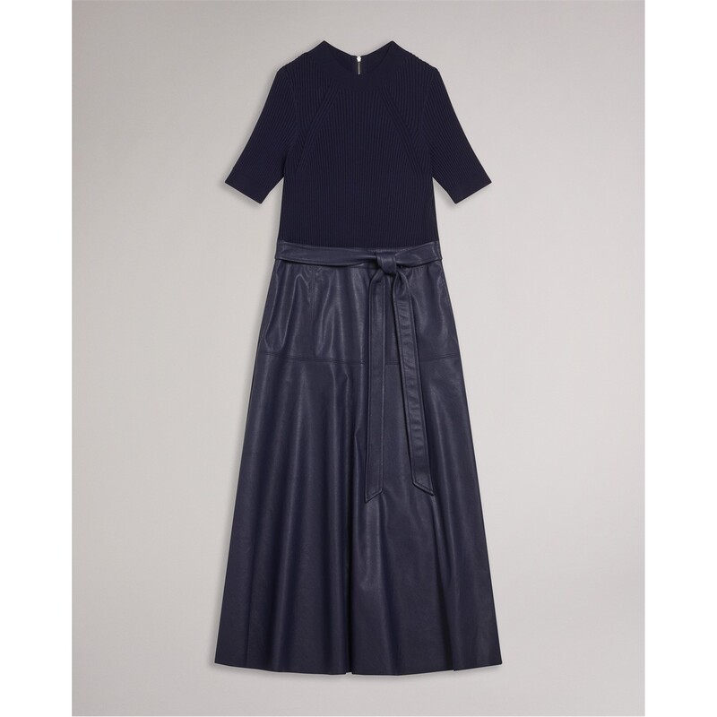 テッドベーカー レディース トップス ワンピース ミディワンピース ミディ Ted Baker Ted Mock midi dress Ld54 Dk-Blue ブルー|ReVida 店