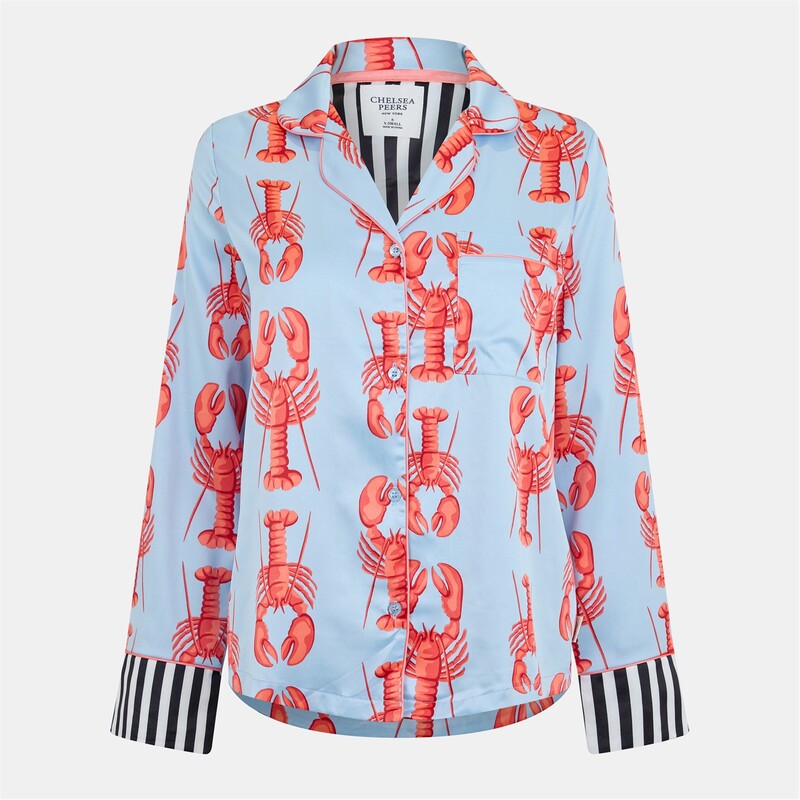 チェルシーピア レディース アンダーウェア ナイトウェア プリント Chelsea Peers Print Long Sleeve Pyjamas Set Blue Lobster ブルー