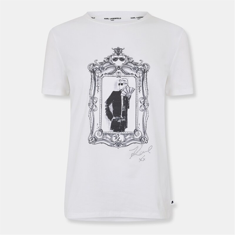 カール ラガーフェルド レディース トップス シャツ Karl Lagerfeld Karl Portrait T Ld54 White ホワイト