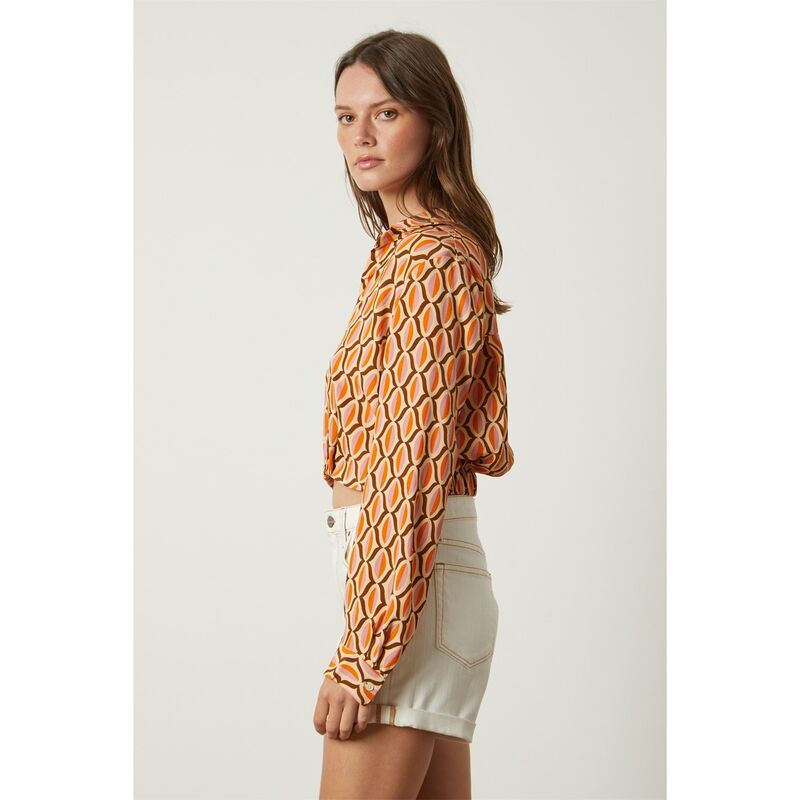 ヴェルヴェットバイグラハムスペンサー レディース トップス シャツ Velvet by Graham and Spencer Velvet Geo Top Ld99 Orange オレンジ|ReVida 店