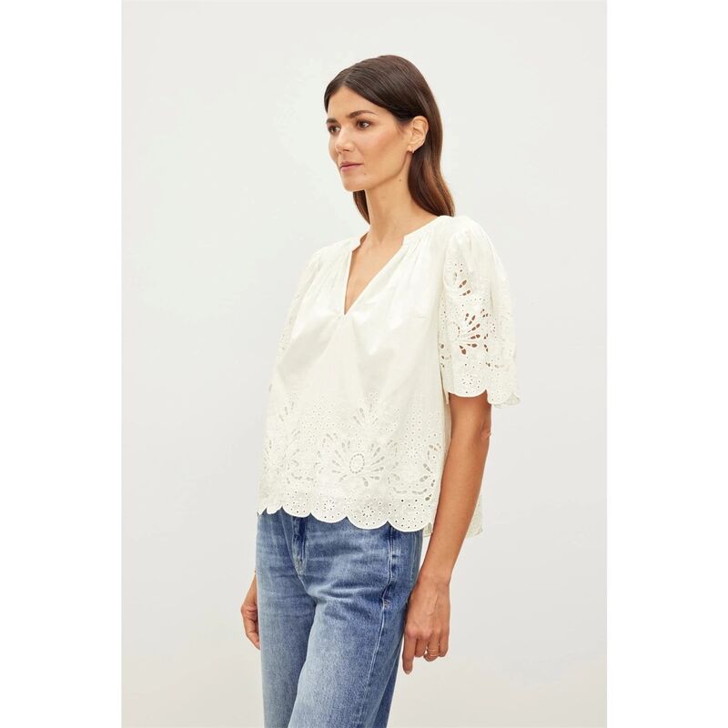 ヴェルヴェットバイグラハムスペンサー レディース トップス シャツ Velvet by Graham and Spencer Velvet Top Ld99 Ecru エクリュ｜ReVida 店