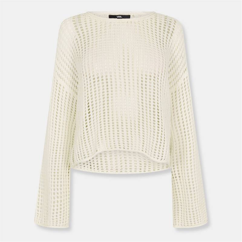 バンズ レディース トップス シャツ ニット Vans Mila Open Knit Crop Crew Marshmallo Knitted Top Womens Marshmallow