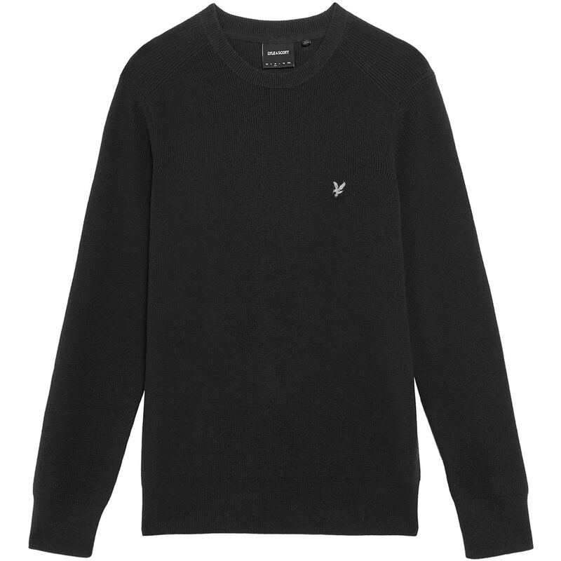 ライルアンドスコット メンズ アウター 編み物・スウェーター 労働者の一団のど首 Lyle and Scott Lyle Rib Crew Neck 錫54 Black Ice X002 黒いこと トップス-ニット・セーター-メンズファッション