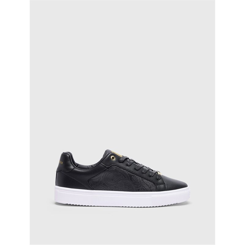 プレティグリーン メンズ シューズ スニーカー Pretty Green Cali Paisley Low Trainers Black-White ホワイト