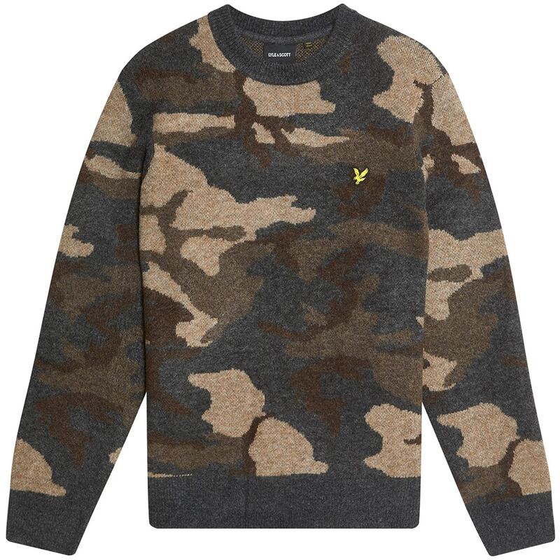 ライルアンドスコット メンズ アウター ニット・セーター Lyle and Scott Lyle Camo Crew Sn54 Blck Steel X077