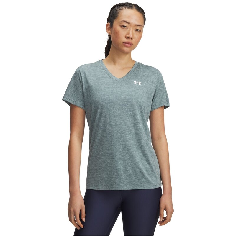 アンダーアーマー レディース トップス シャツ Vネック Under Armour Tech? Twist V-Neck Short Sleeve Womens Jasper Blue ブルー