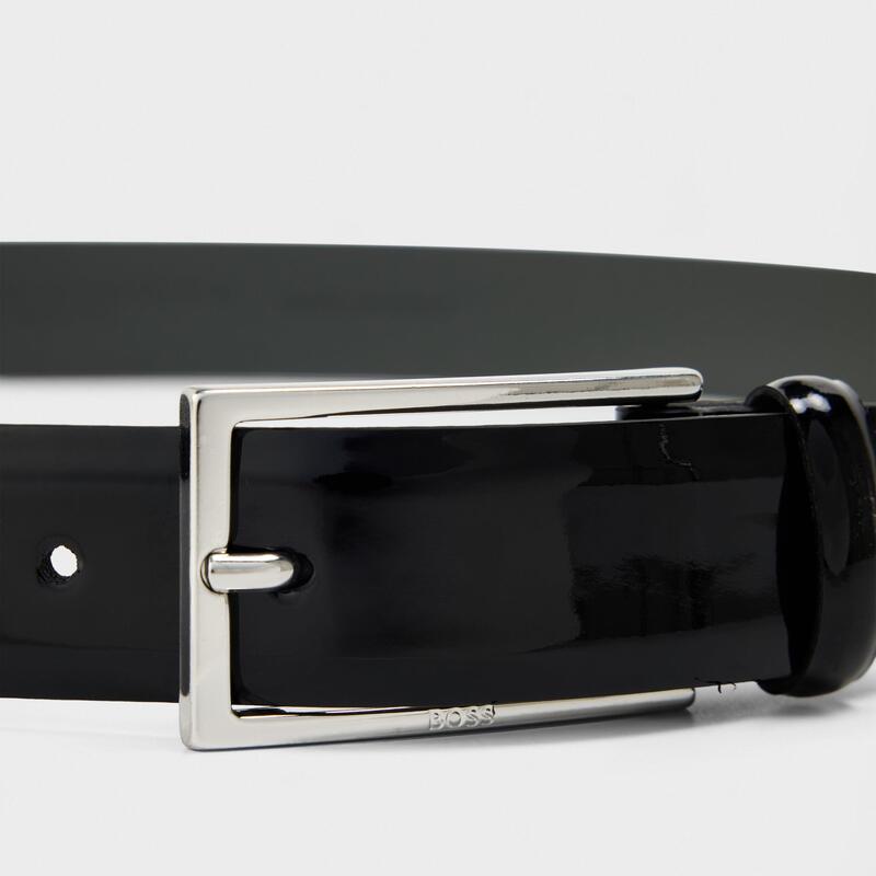 元締め メンズ 付属品 胴締め なめし革 Boss Carmellopa Patent Leather Belt Black 黒いこと