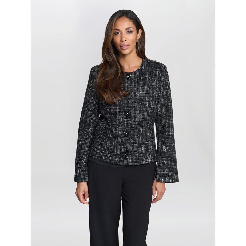 ジーナバッコーニ レディース アウター ジャケット・ブルゾン ツイード ニット ジャケット Gina Bacconi Alisson Tweed Knit Button Front Jacket Black ブラック
