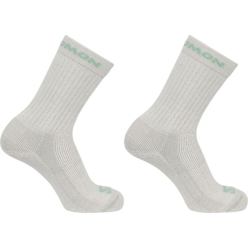 サロモン レディース アンダーお召しもの ソックス Salomon Heavyweight Crew 2 Pack Walking Socks Womens Grey/Green 薄墨色