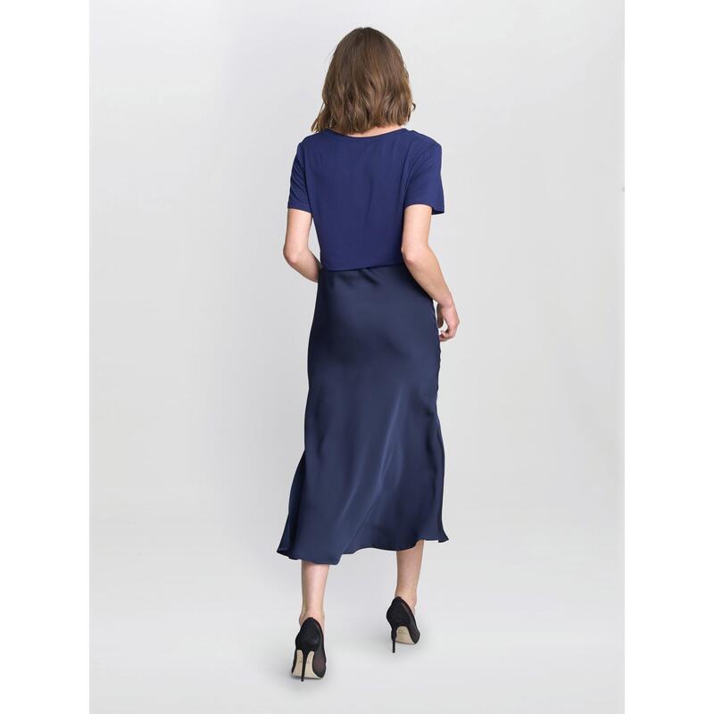 ジーナバッコーニ レディース ボトムス スカート サテン Gina Bacconi Bobbi Satin Bias Cut Skirt Navy ネイビー|ReVida 店