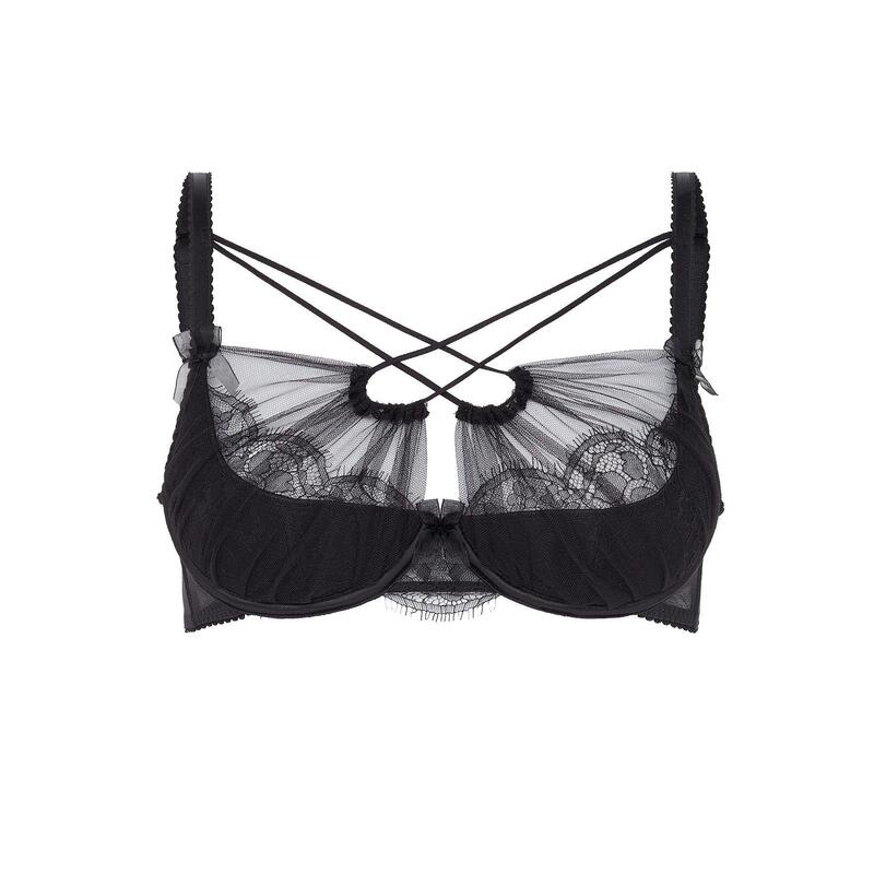 エージェントプロヴォケイター レディース アンダー御召しもの ブラ Agent Provocateur HALLEY Plunge Underwired Bra Black 黒いこと